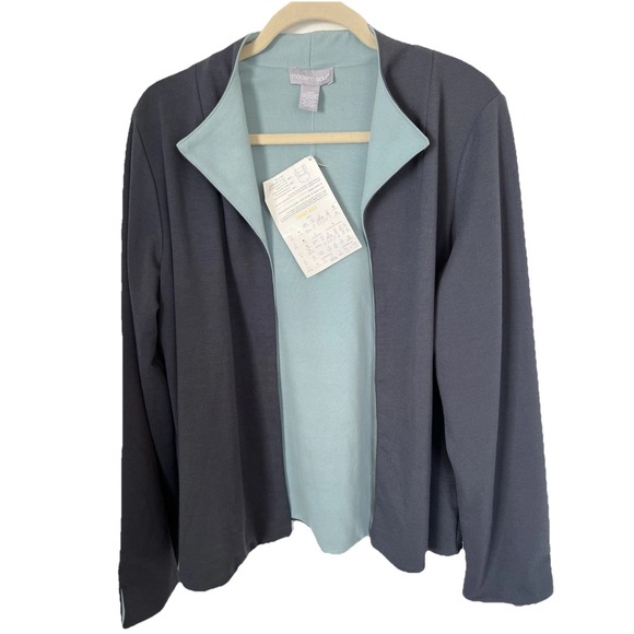 Modern Soul Jackets & Blazers - Modern Soul Reversible Open Front Jacket Light Blue/Blue Size L Soft NWT